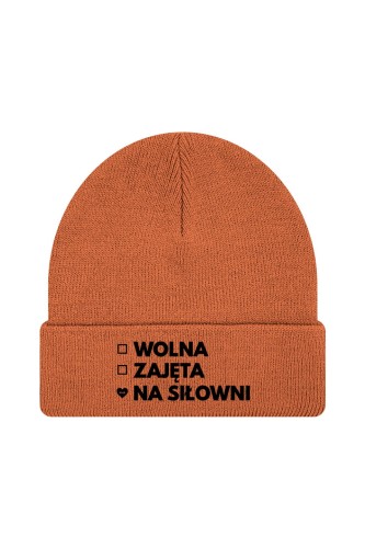 Czapka zimowa Wolna Zajęta Na siłowni - pomarańczowa