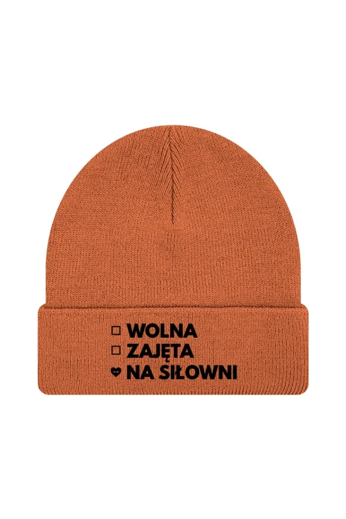 Czapka zimowa Wolna Zajęta Na siłowni - pomarańczowa