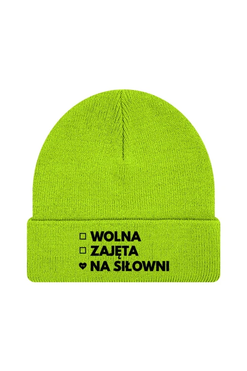 Czapka zimowa Wolna Zajęta Na siłowni - limonka