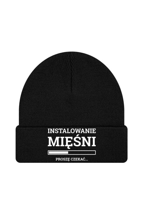 Czapka zimowa Instalowanie mięśni Proszę czekać - czarna