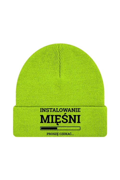 Czapka zimowa Instalowanie mięśni Proszę czekać - limonka