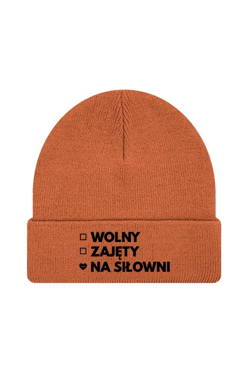 Czapka zimowa Wolny Zajęty Na siłowni - pomarańczowa