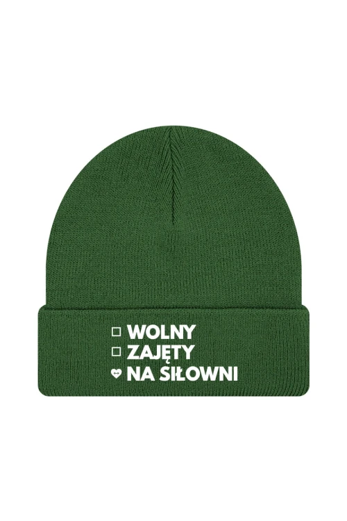 Czapka zimowa Wolny Zajęty Na siłowni - ciemnozielona