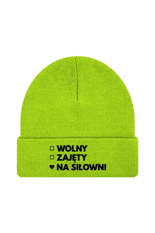 Czapka zimowa Wolny Zajęty Na siłowni - limonka