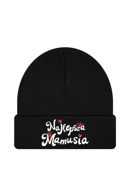 Czapka zimowa Najlepsza mamusia - czarna