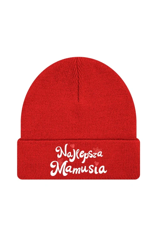 Czapka zimowa Najlepsza mamusia - czerwona