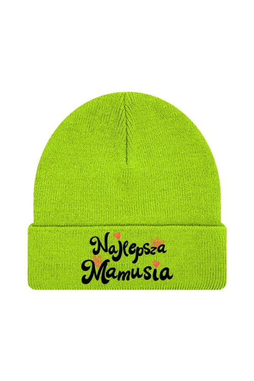 Czapka zimowa Najlepsza mamusia - limonka