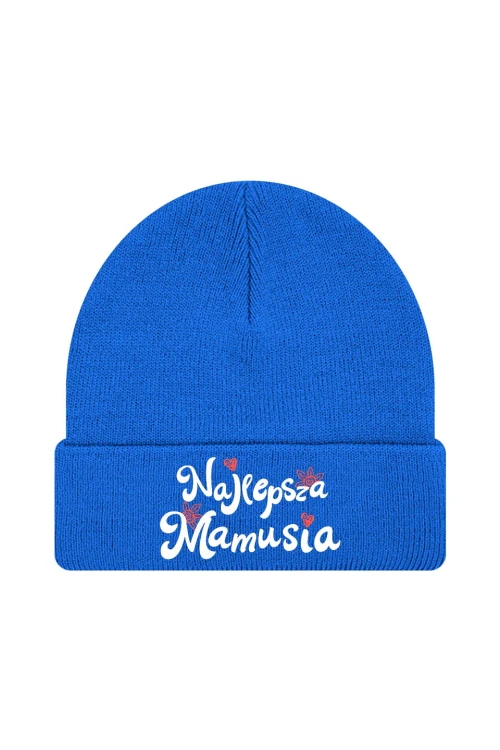 Czapka zimowa Najlepsza mamusia - niebieska