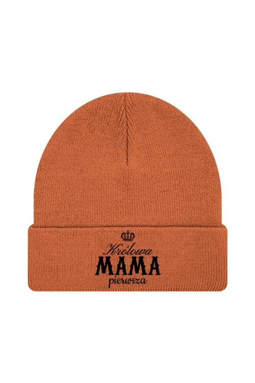 Czapka zimowa Królowa mama pierwsza - pomarańczowa