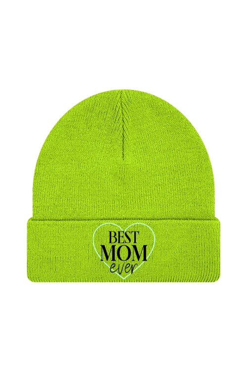 Czapka zimowa Best mom ever - limonka