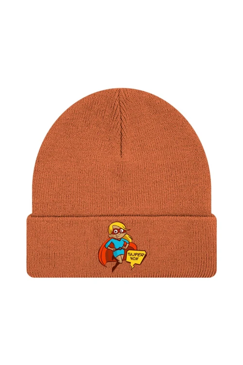 Czapka zimowa Super mom - pomarańczowa