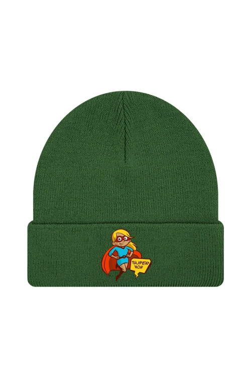 Czapka zimowa Super mom - ciemnozielona