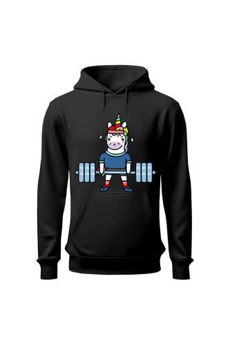 Bluza damska z kapturem Jednorożec - czarna
