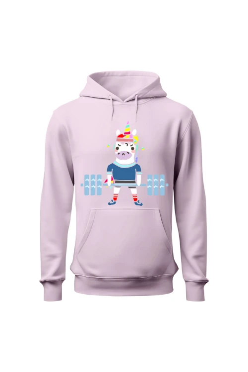 Bluza damska z kapturem Jednorożec - różowa