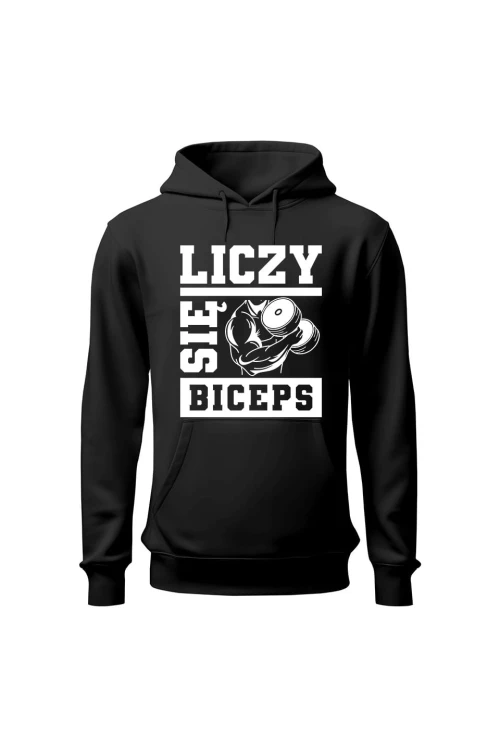 Bluza damska z kapturem Liczy się biceps - czarna