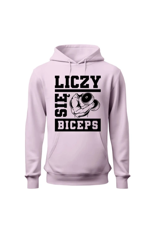 Bluza damska z kapturem Liczy się biceps - różowa
