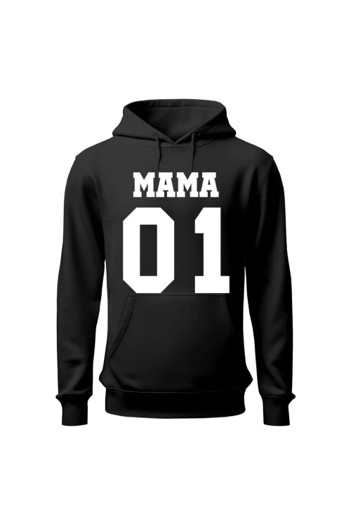 Bluza damska z kapturem Mama 01 - czarna