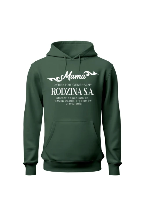 Bluza damska z kapturem Mama dyrektor generalny - zielona