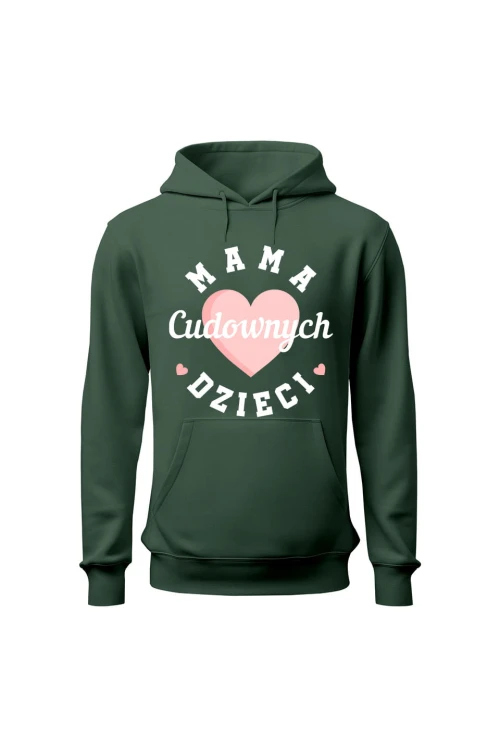 Bluza damska z kapturem Mama cudownych dzieci - zielona