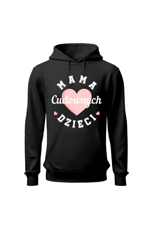 Bluza damska z kapturem Mama cudownych dzieci - czarna