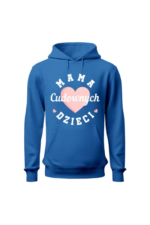Bluza damska z kapturem Mama cudownych dzieci - niebieska