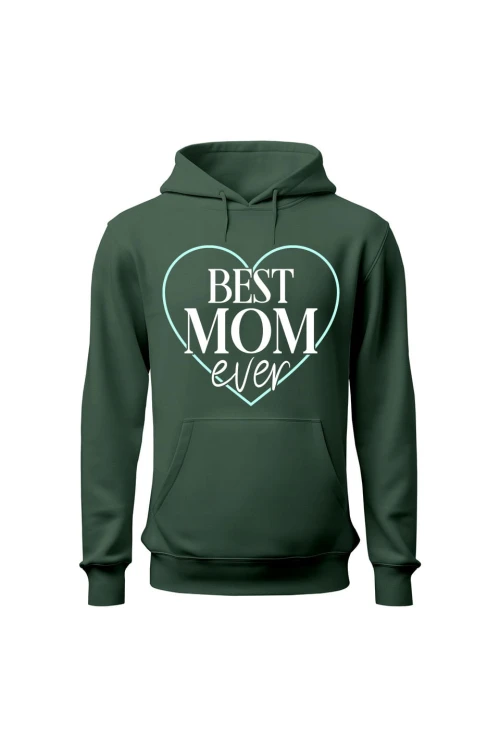 Bluza damska z kapturem Best mom ever - zielona
