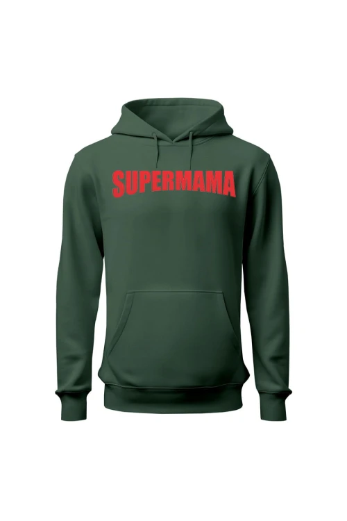 Bluza damska z kapturem Supermama - zielona