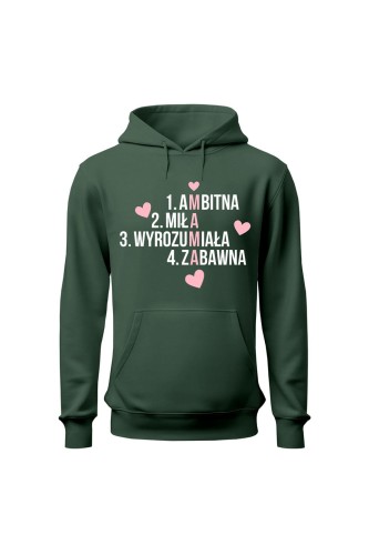 Bluza damska z kapturem Mama krzyżówka - zielona