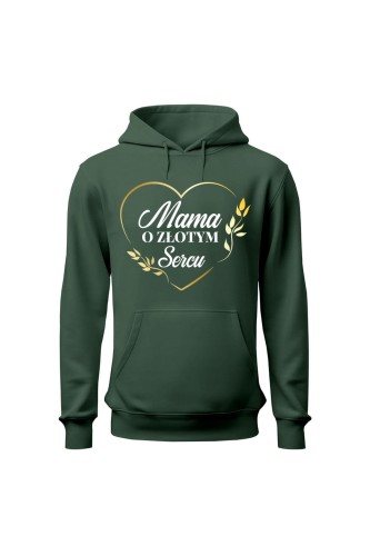 Bluza damska z kapturem Mama o złotym sercu - zielona