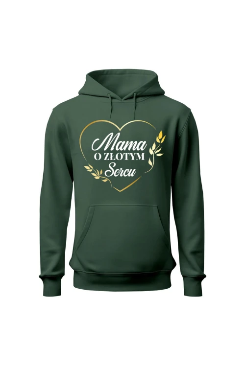 Bluza damska z kapturem Mama o złotym sercu - zielona