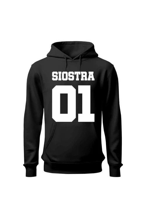 Bluza damska z kapturem Siostra 01 - czarna