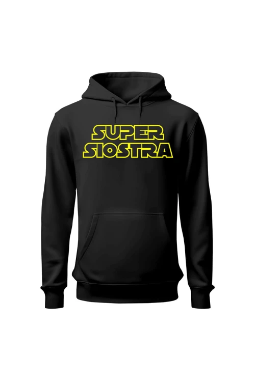 Bluza damska z kapturem Super siostra - czarna
