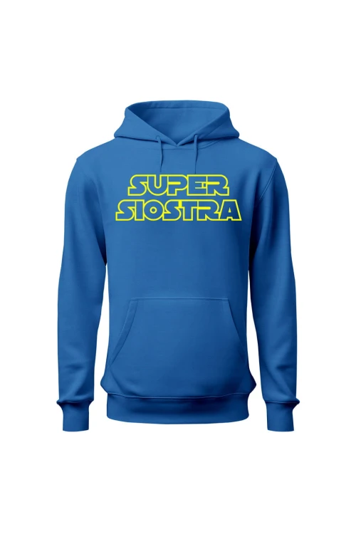 Bluza damska z kapturem Super siostra - niebieska