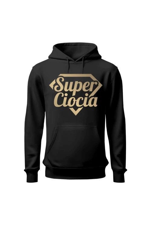 Bluza damska z kapturem Super ciocia - czarna