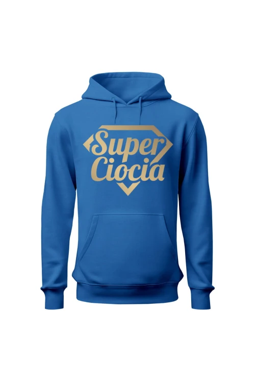 Bluza damska z kapturem Super ciocia - niebieska