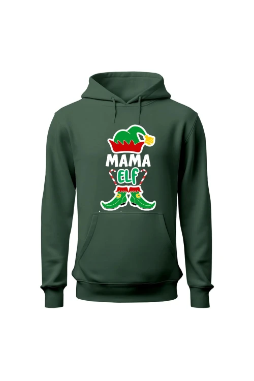 Bluza damska z kapturem Mama elf - zielona