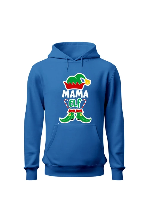 Bluza damska z kapturem Mama elf - niebieska