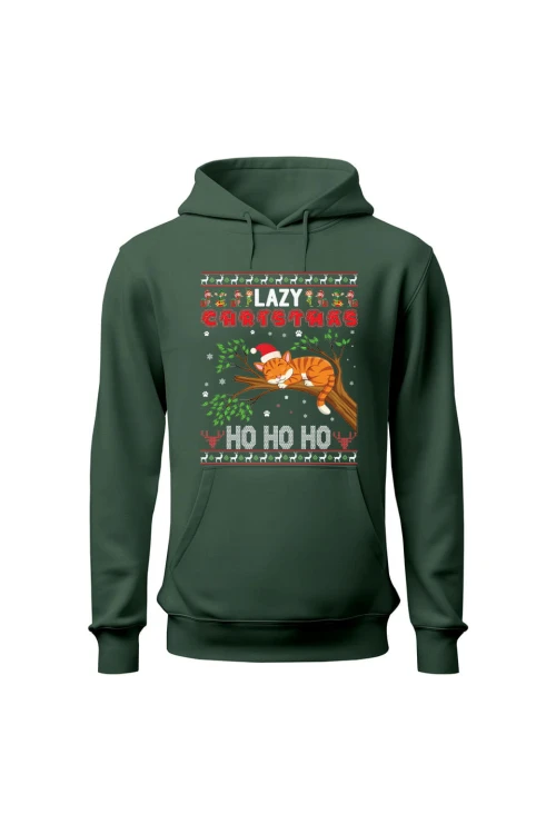 Bluza damska z kapturem Lazy christmas ho ho ho - zielona