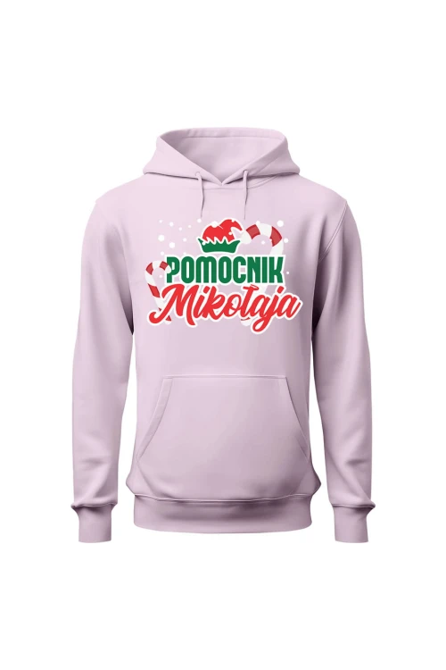 Bluza damska z kapturem Pomocnik Mikołaja - różowa
