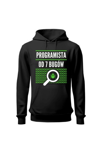 Bluza męska z kapturem Programista od siedmiu bugów - czarna
