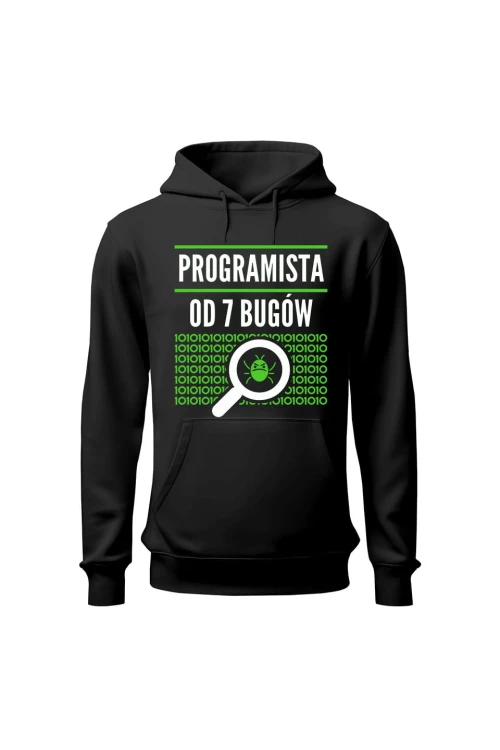 Bluza męska z kapturem Programista od siedmiu bugów - czarna