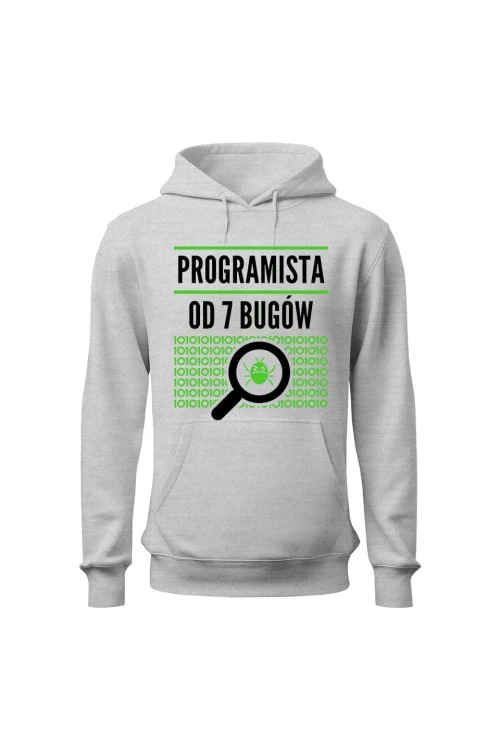 Bluza męska z kapturem Programista od siedmiu bugów - szara