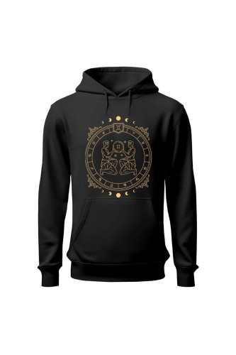 Bluza damska z kapturem Bliźnięta - czarna