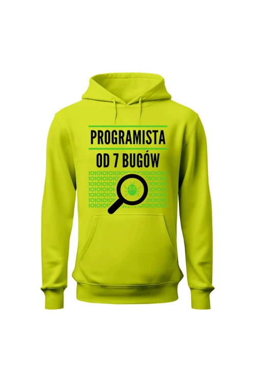 Bluza męska z kapturem Programista od siedmiu bugów - limonka