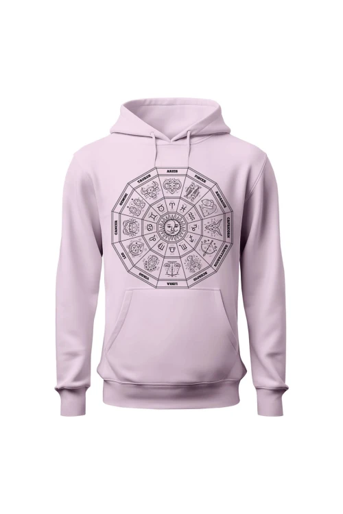 Bluza damska z kapturem Znaki zodiaku - różowa