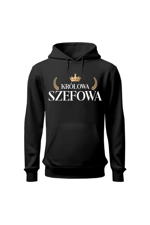 Bluza damska z kapturem Królowa Szefowa - czarna