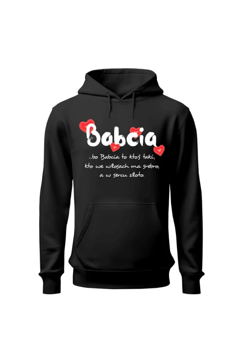 Bluza damska z kapturem Babcia - czarna