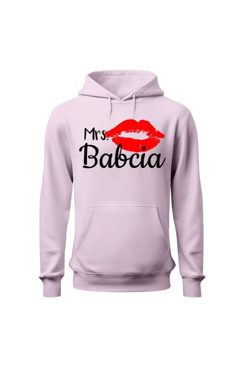 Bluza damska z kapturem Mrs babcia - różowa