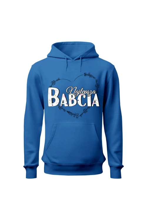 Bluza damska z kapturem Najlepsza babcia - niebieska