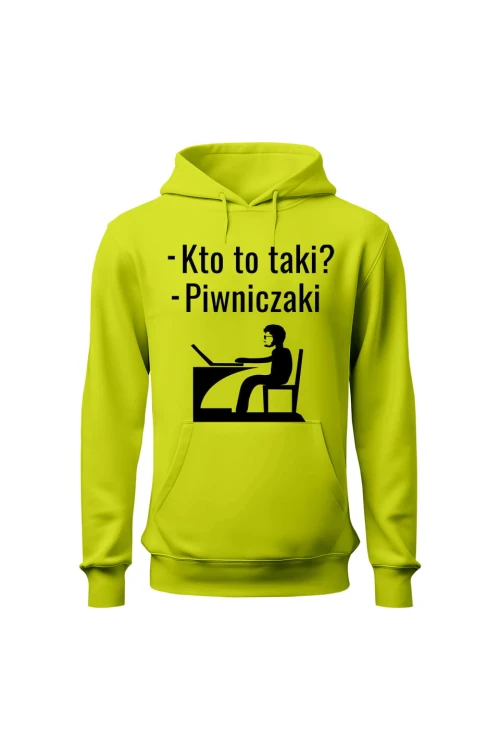 Bluza męska z kapturem Kto to taki? Piwniczaki - limonka